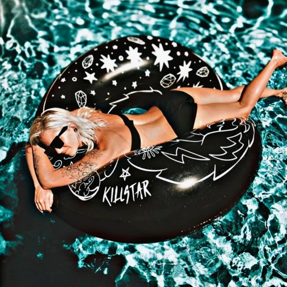 KILLSTAR | Beach Kitty Pool Float Goth Black 50" - Picture 3 of 10